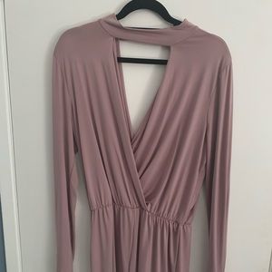 Blush Long Sleeve Low Cut Romper